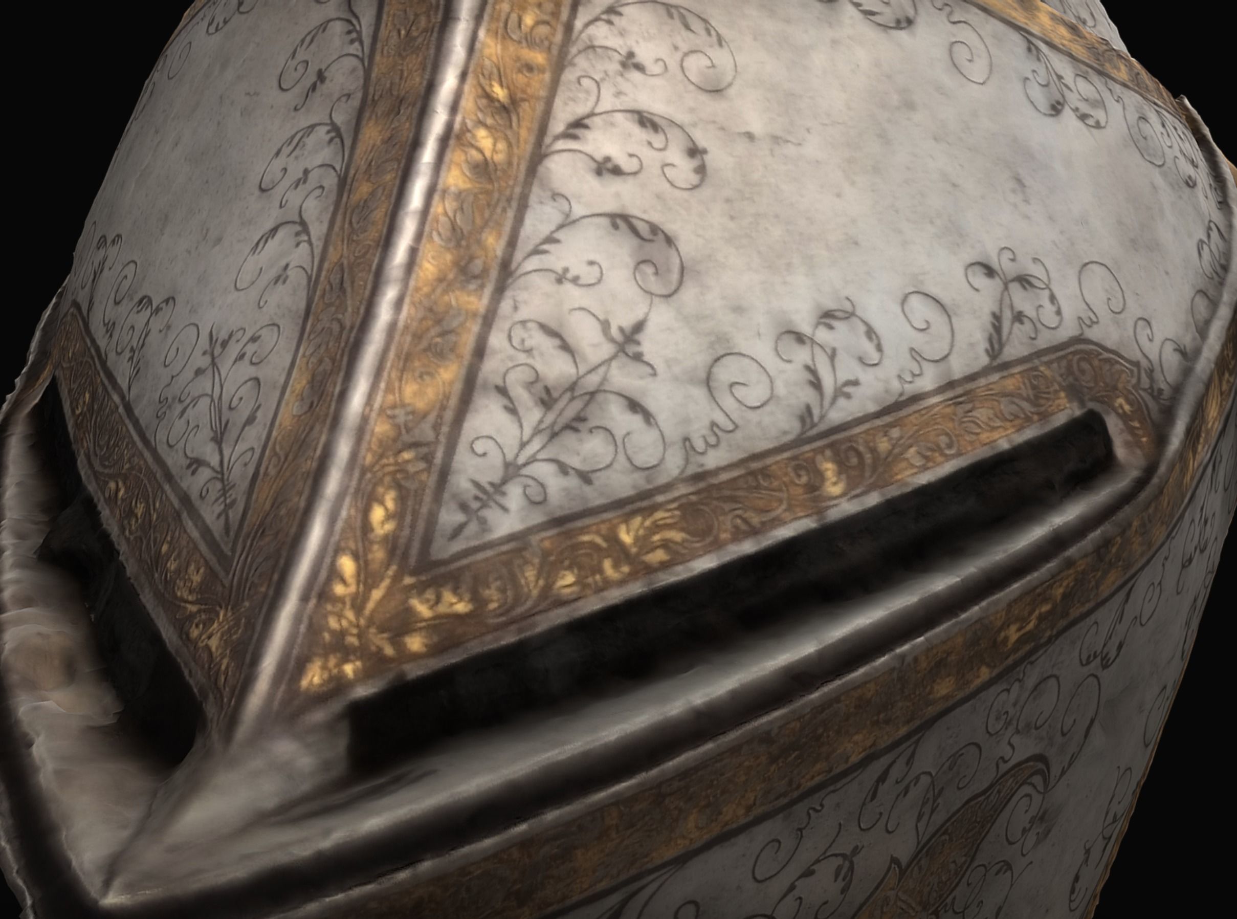 Gold and Silver Knights Helmet Photogrammetry scan 3D model_9