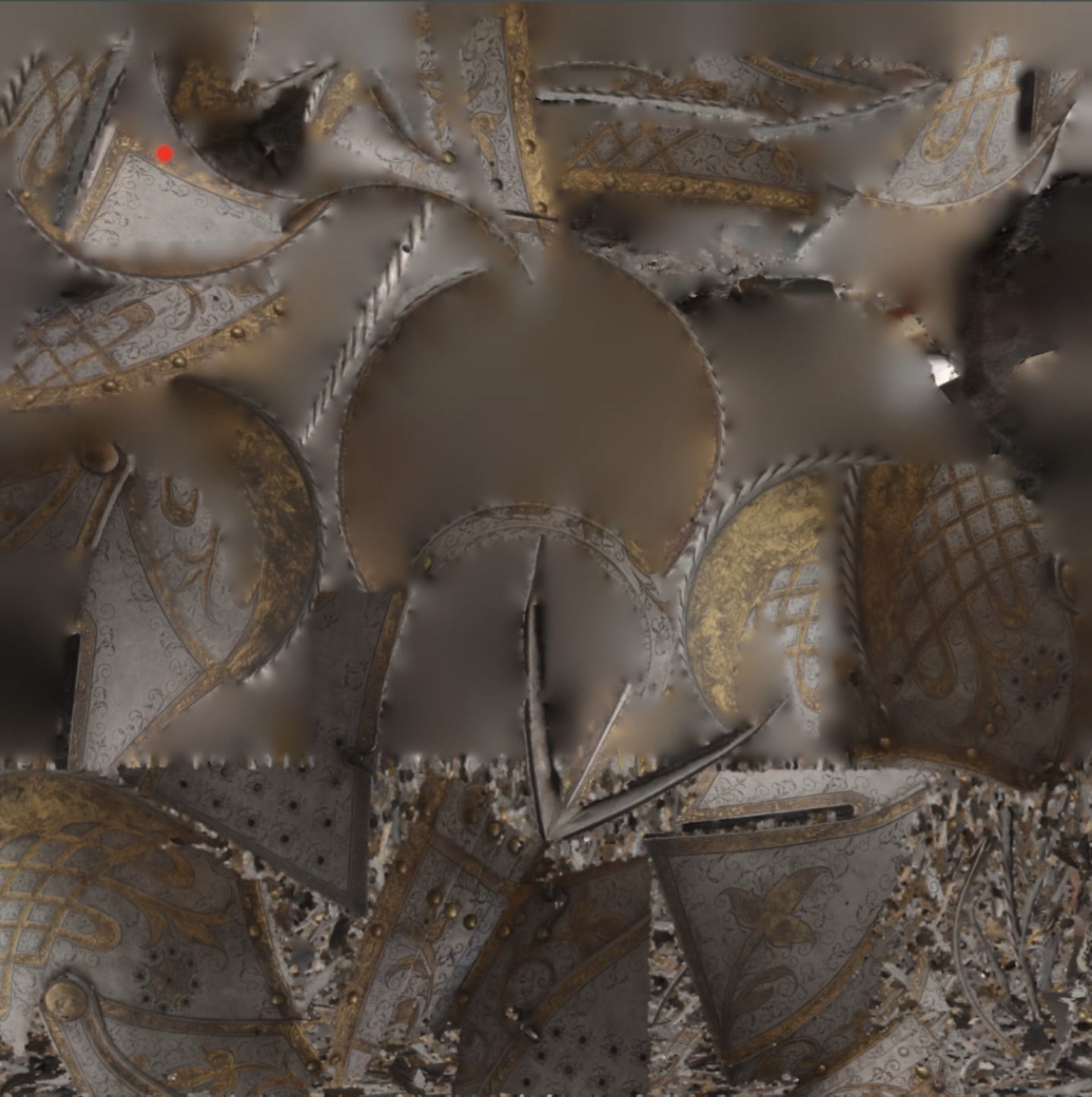 Gold and Silver Knights Helmet Photogrammetry scan 3D model_12