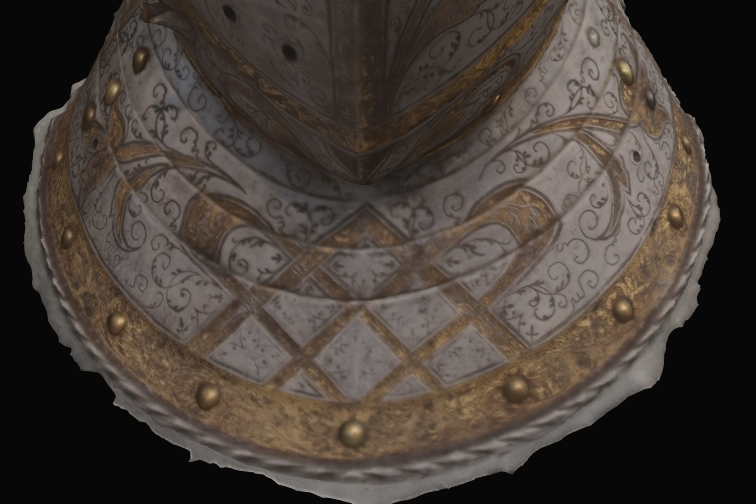 Gold and Silver Knights Helmet Photogrammetry scan 3D model_15