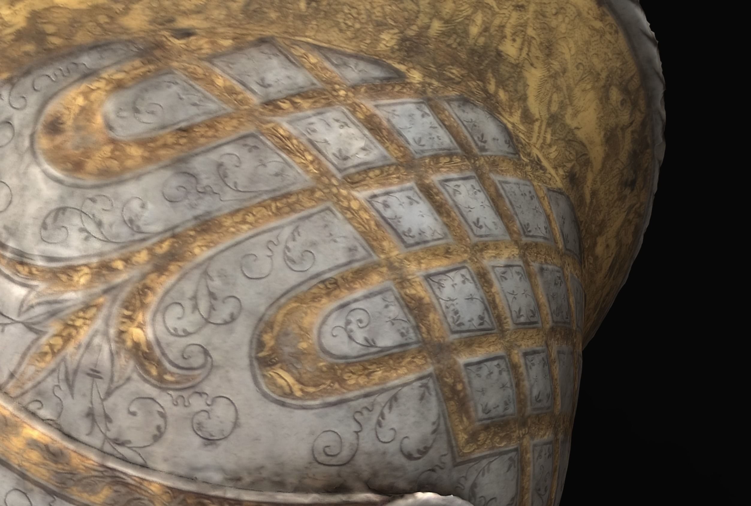 Gold and Silver Knights Helmet Photogrammetry scan 3D model_10