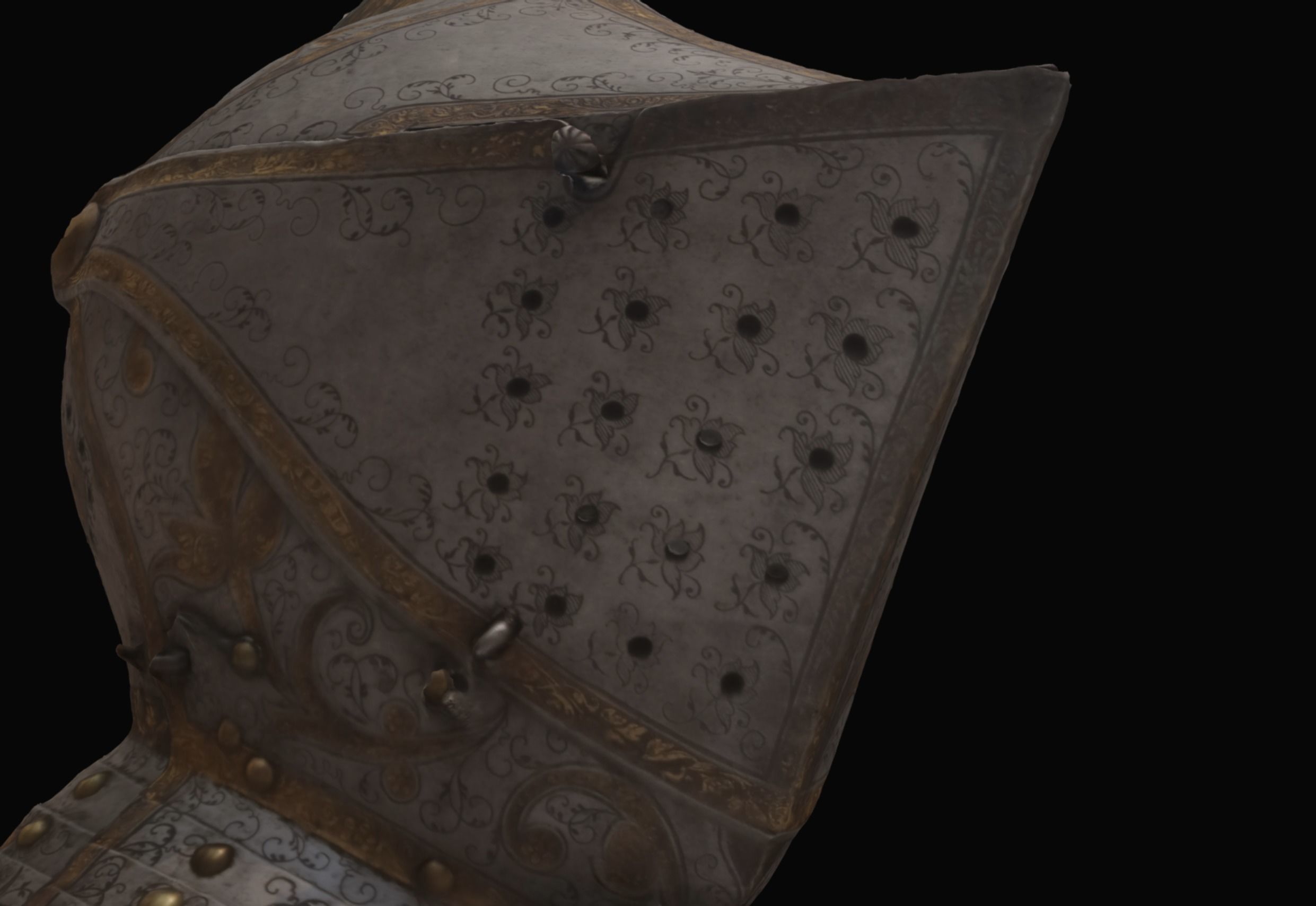 Gold and Silver Knights Helmet Photogrammetry scan 3D model_14