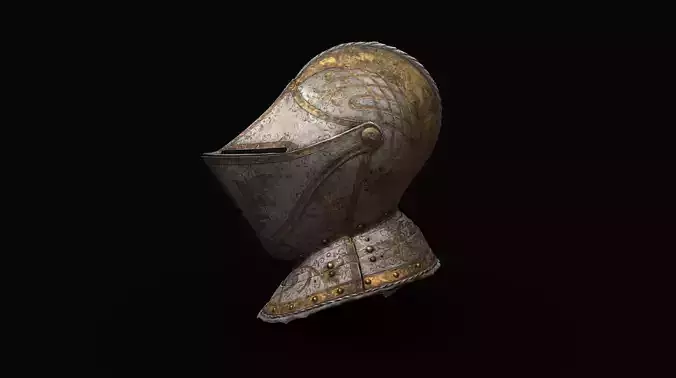 Gold and Silver Knights Helmet Photogrammetry scan