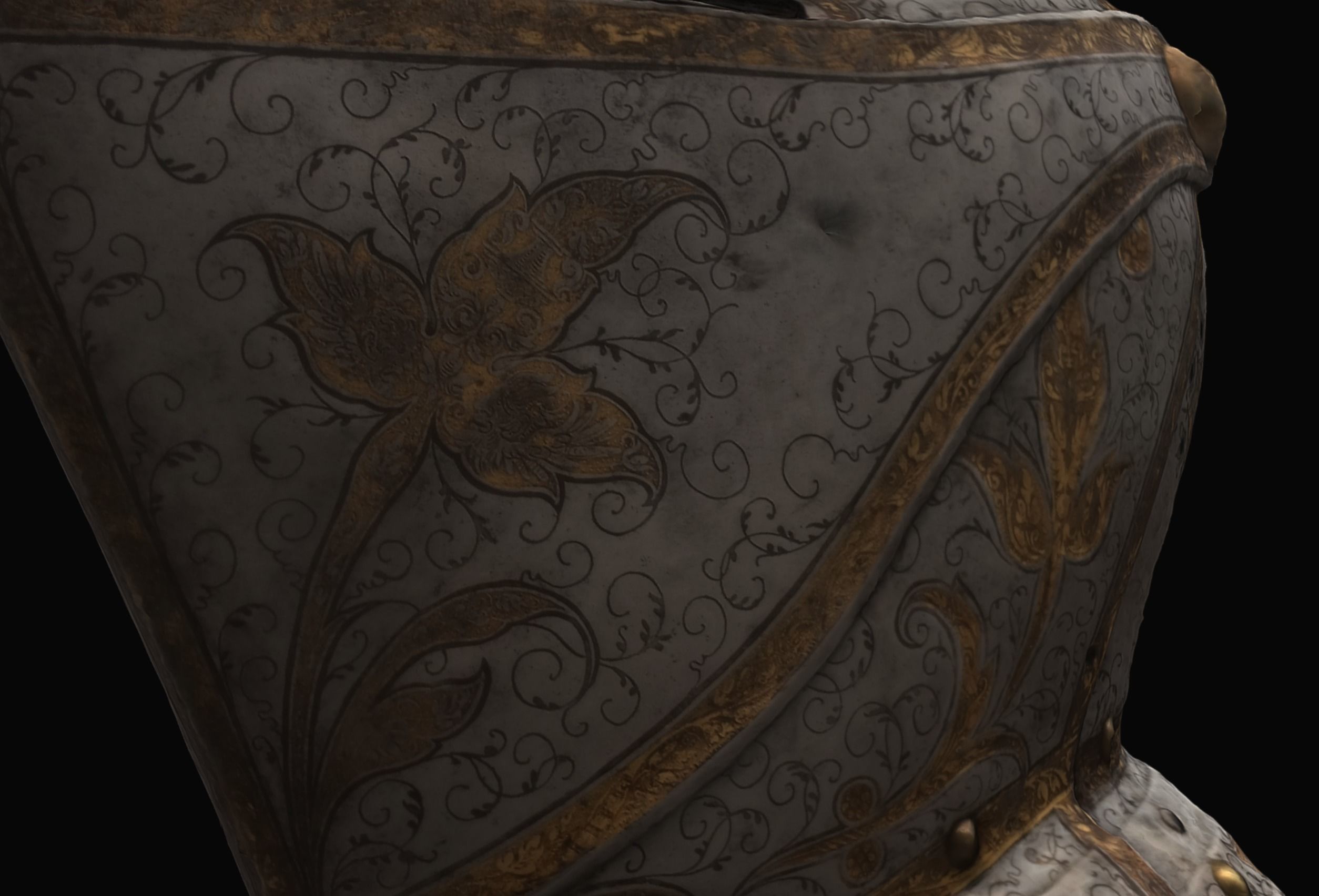 Gold and Silver Knights Helmet Photogrammetry scan 3D model_8