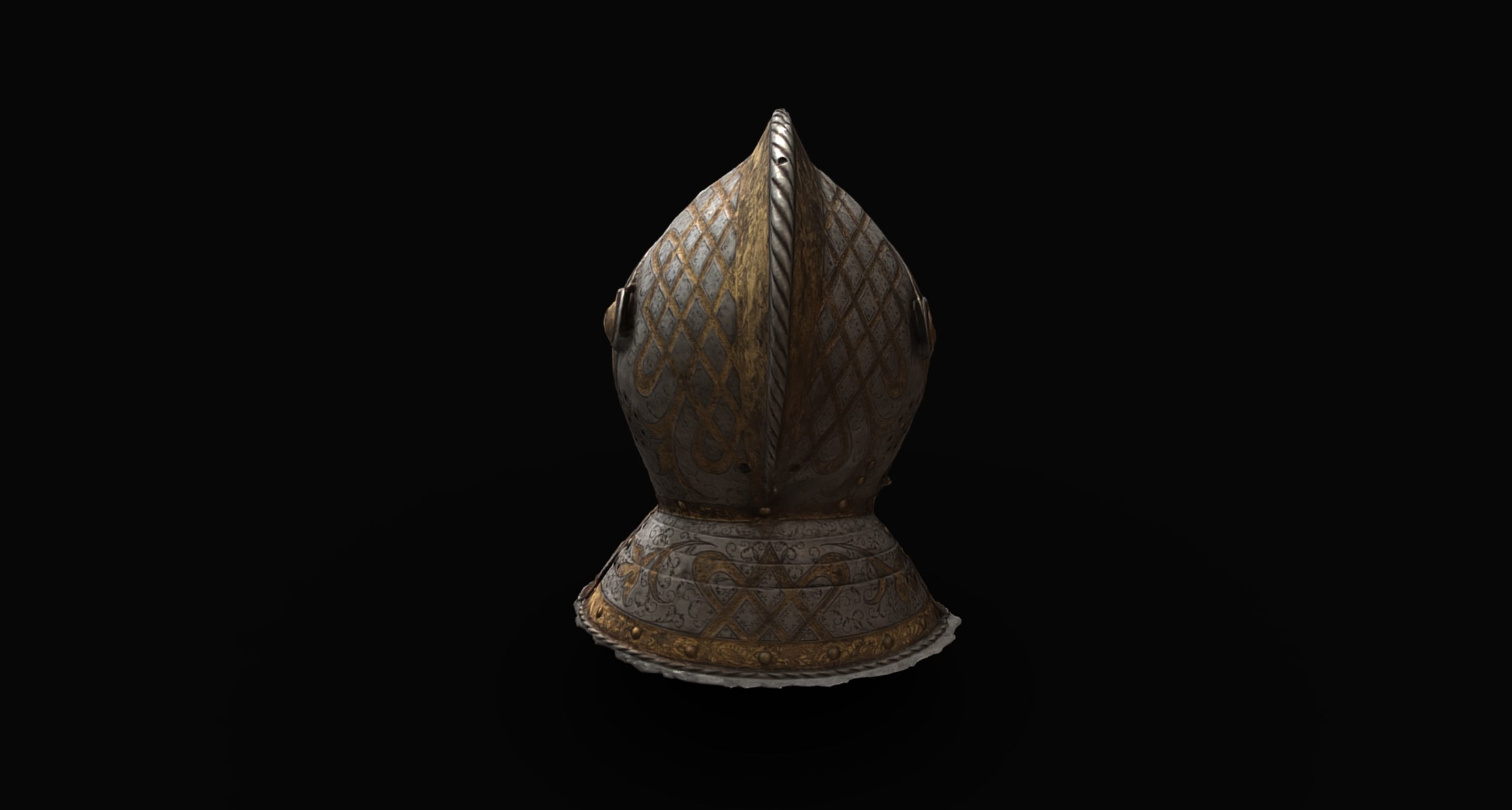 Gold and Silver Knights Helmet Photogrammetry scan 3D model_3