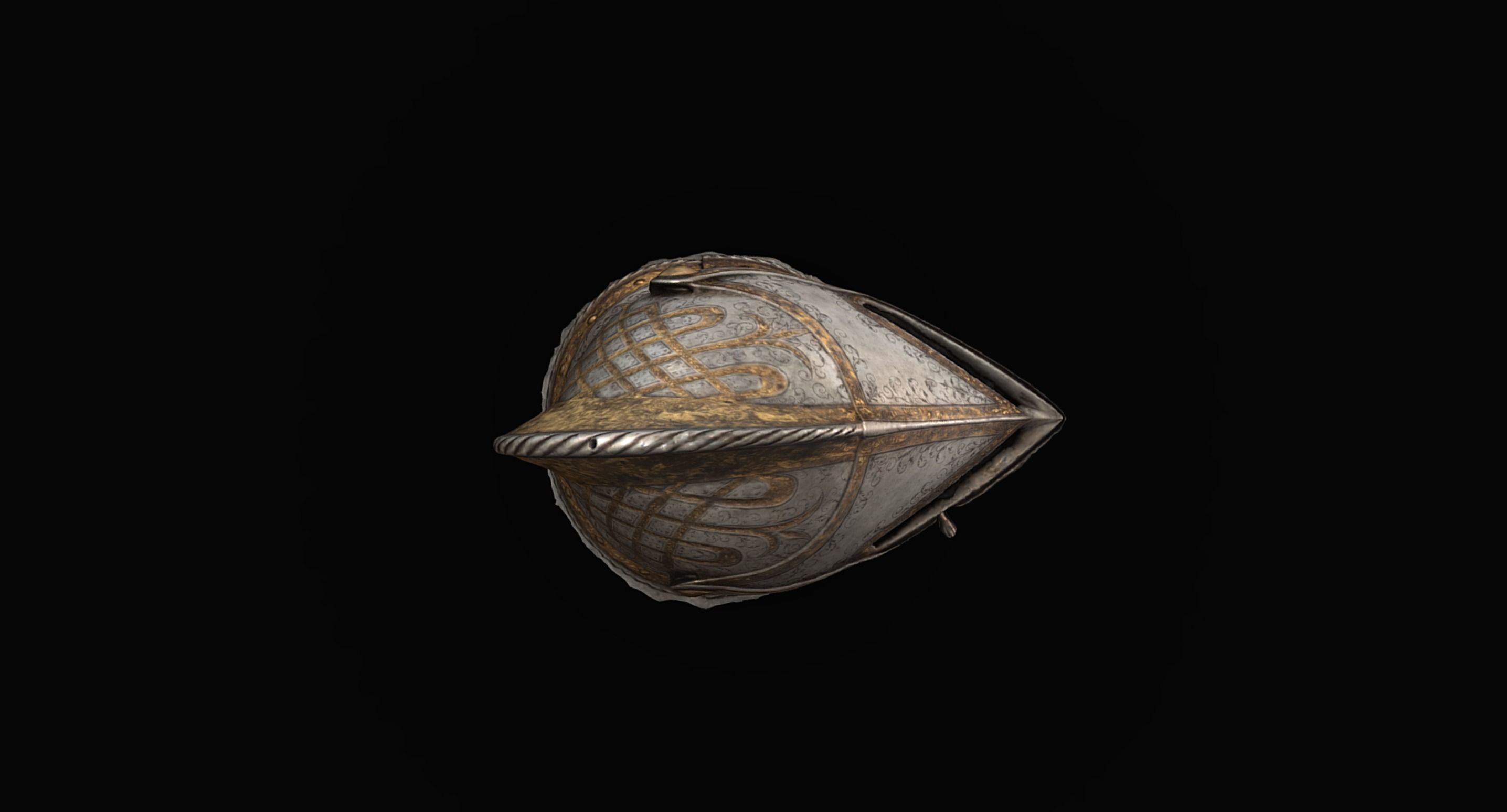 Gold and Silver Knights Helmet Photogrammetry scan 3D model_4