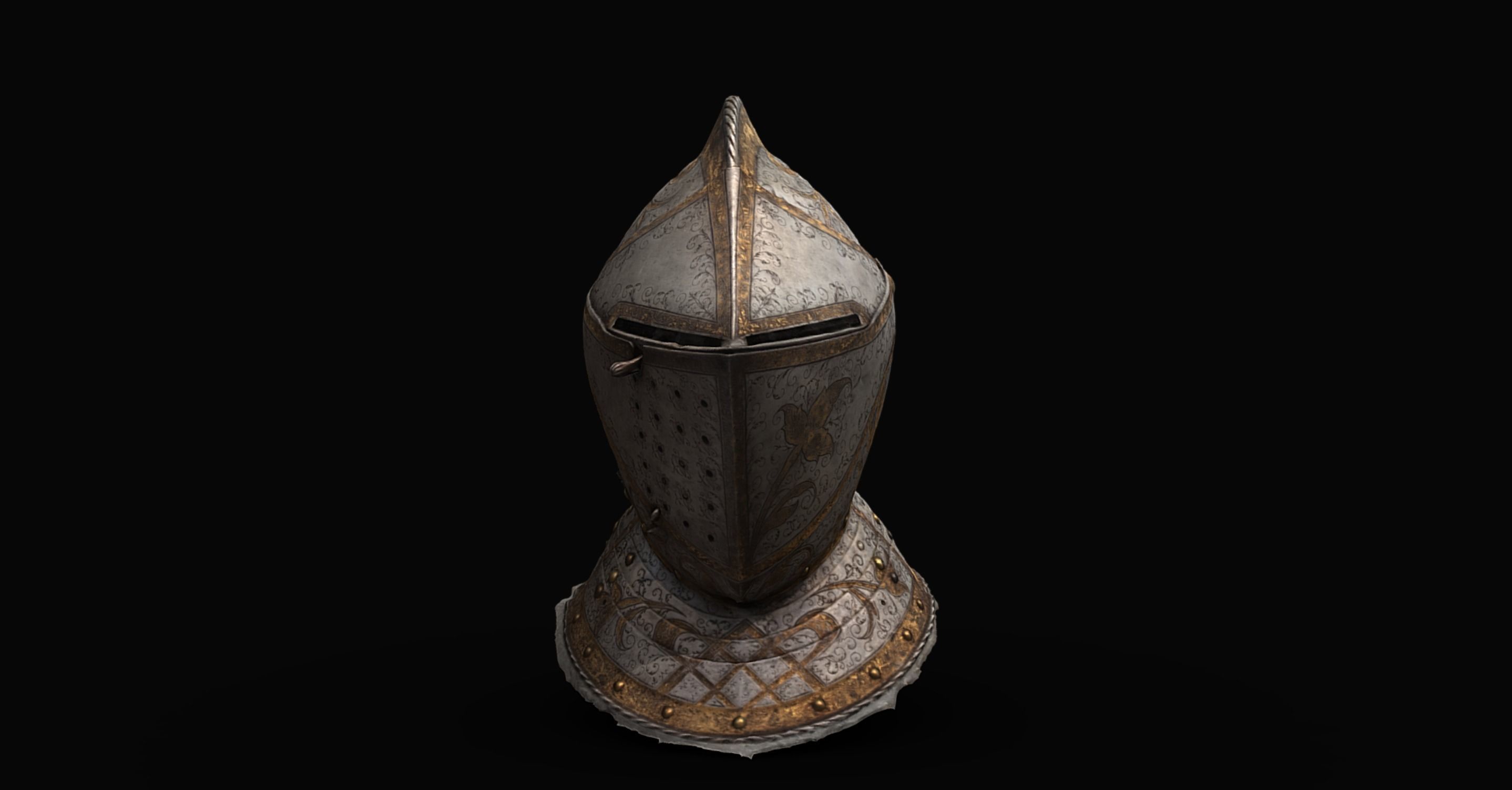 Gold and Silver Knights Helmet Photogrammetry scan 3D model_1