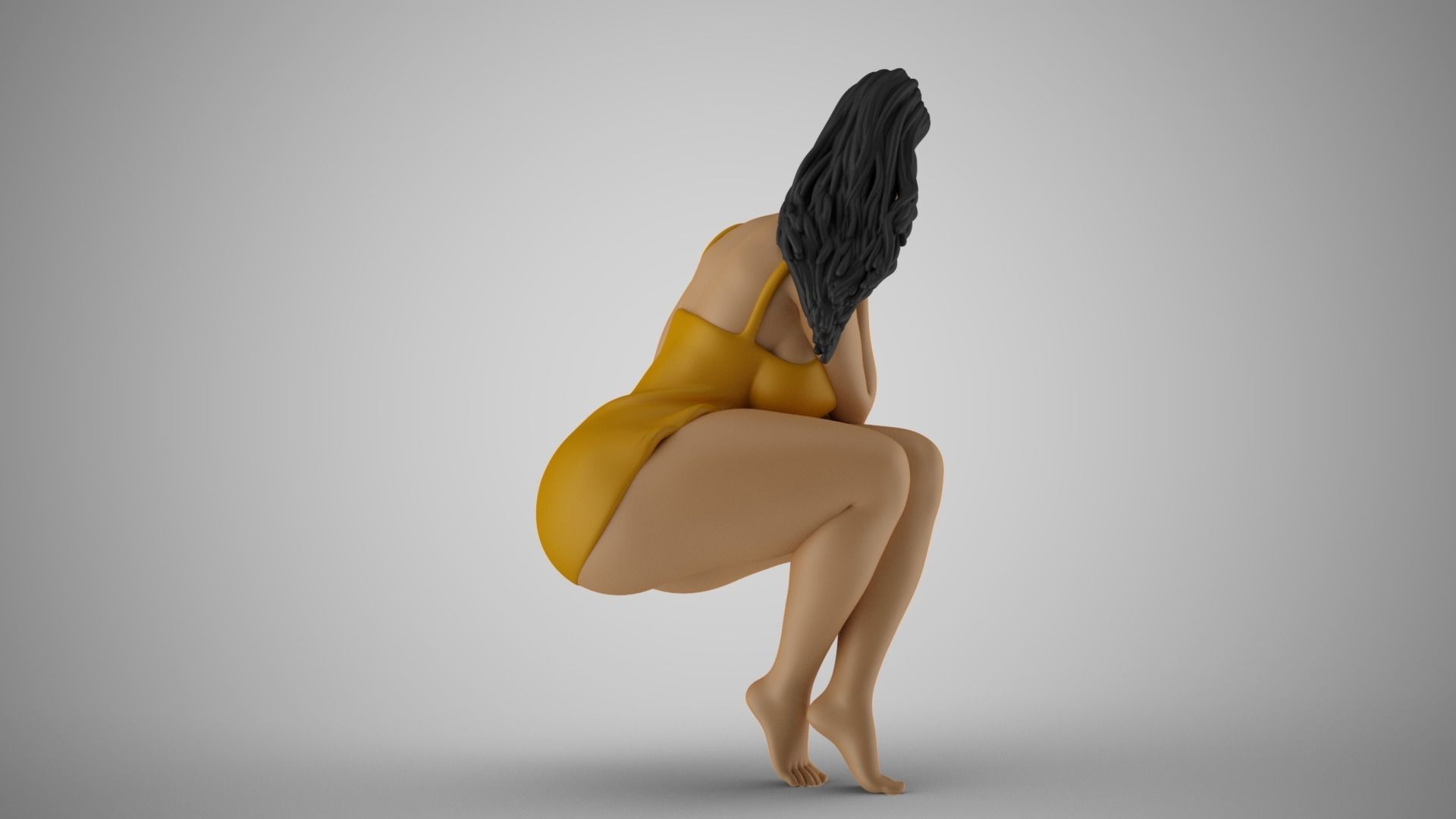 Sitting Woman Thinking 6 3D print model_7