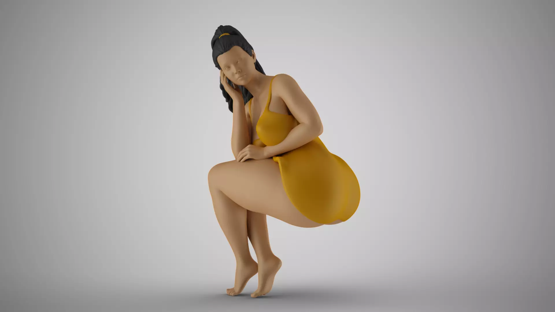 Sitting Woman Thinking 6 3D print model_0