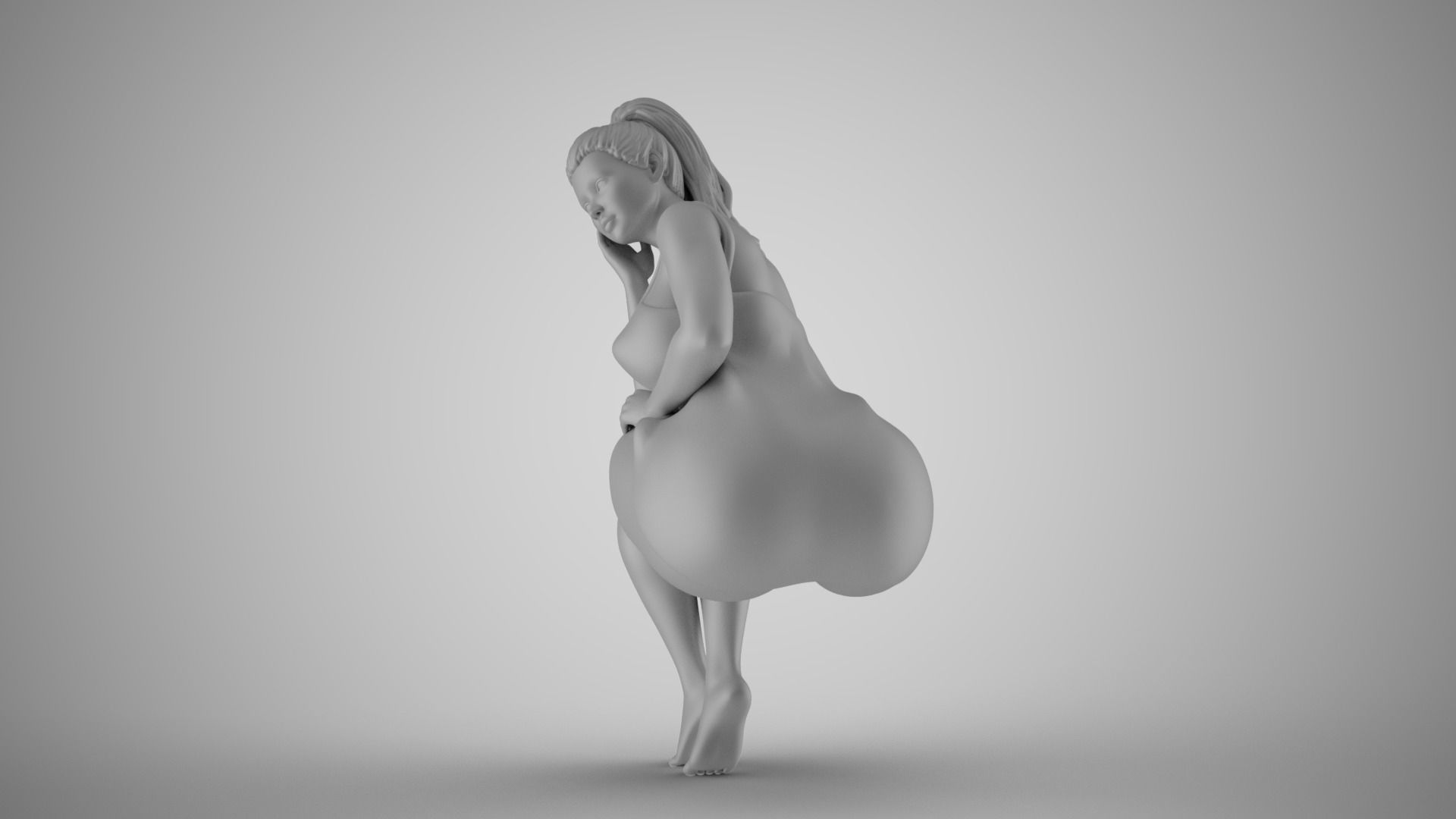 Sitting Woman Thinking 6 3D print model_1