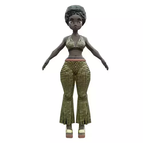 Chica morena afrodisco low poly