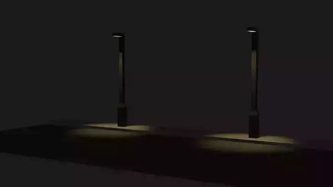 Low-Poly Street With Street Lamps Low-poly 3D model