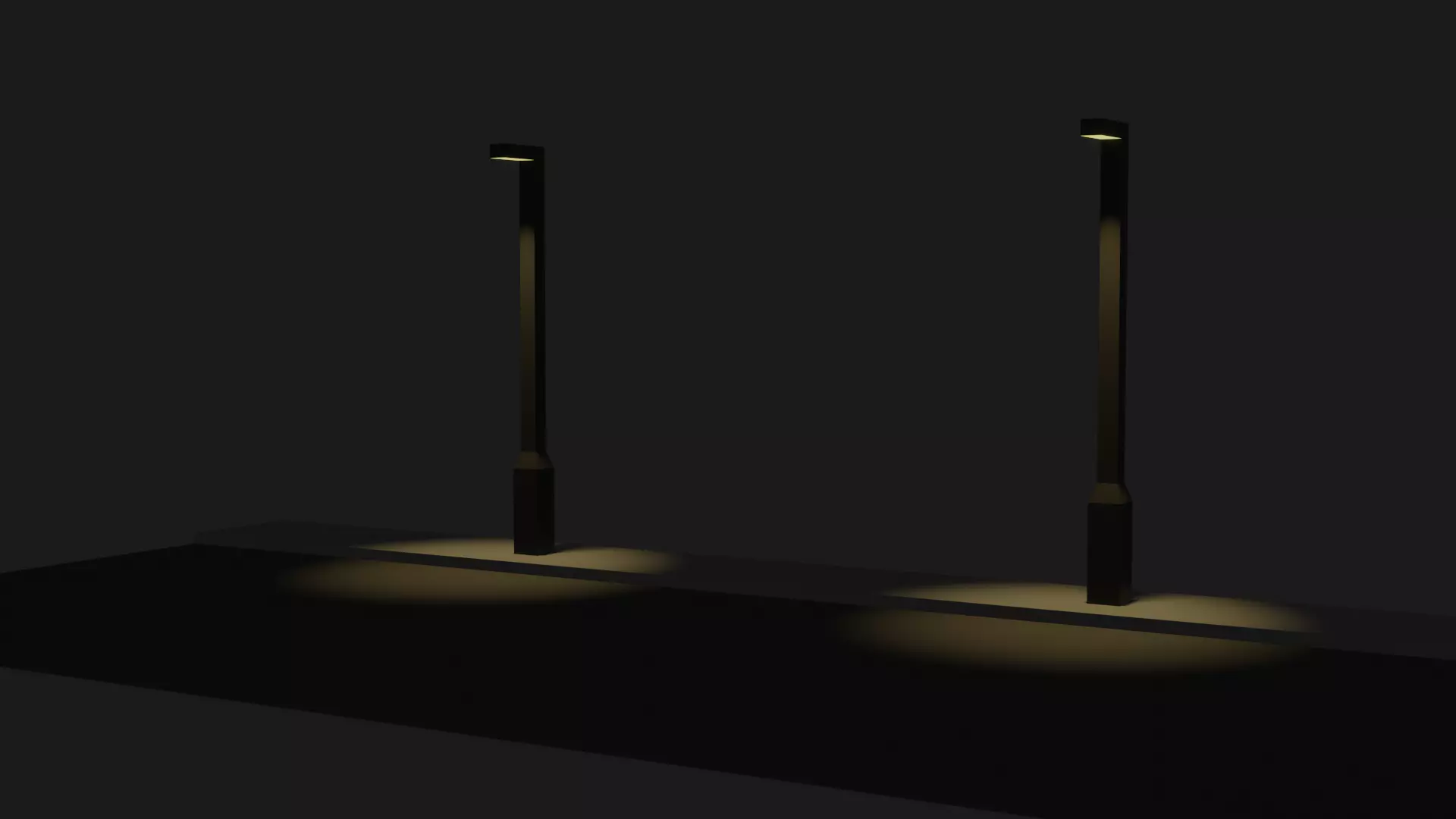 Low-Poly Street With Street Lamps Low-poly 3D model_0