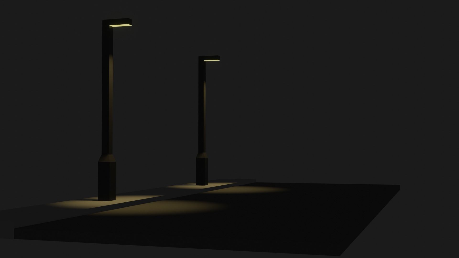 Low-Poly Street With Street Lamps Low-poly 3D model_1