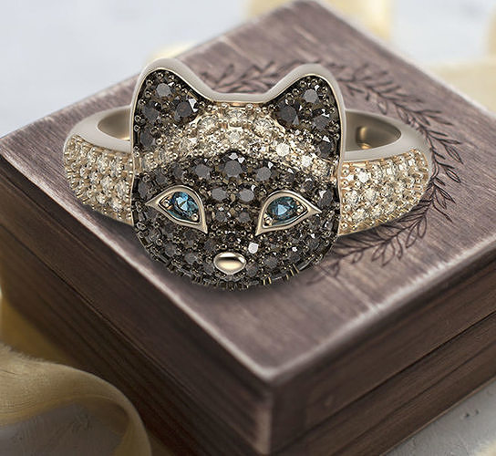 Siamese kitten ring 3D print model