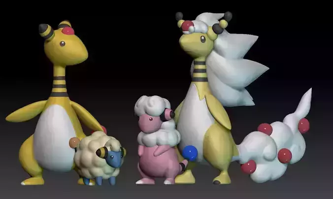 Pokemon Mareep Flaaffy Ampharos Mega Evolution
