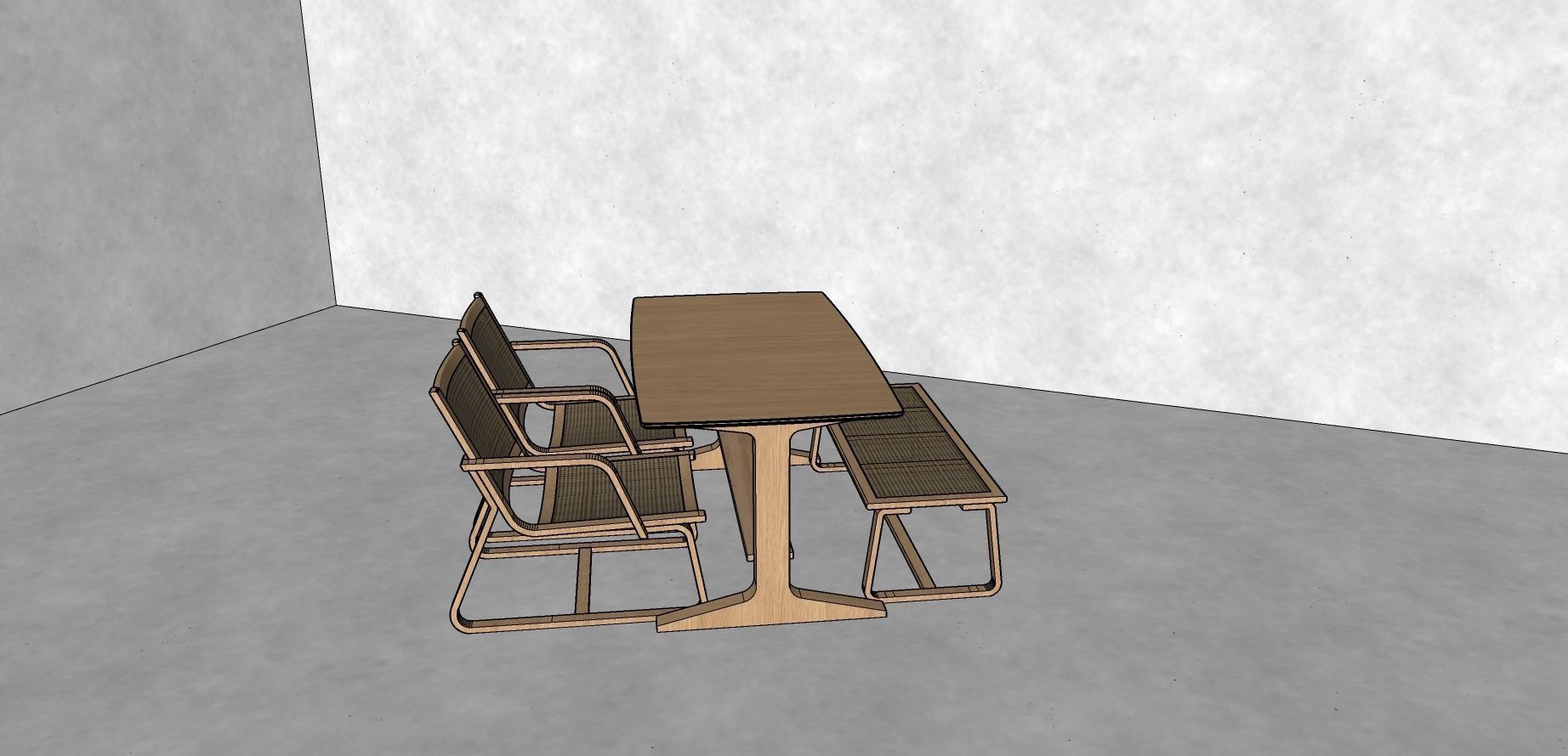 Simple Dining Table 3D model_1
