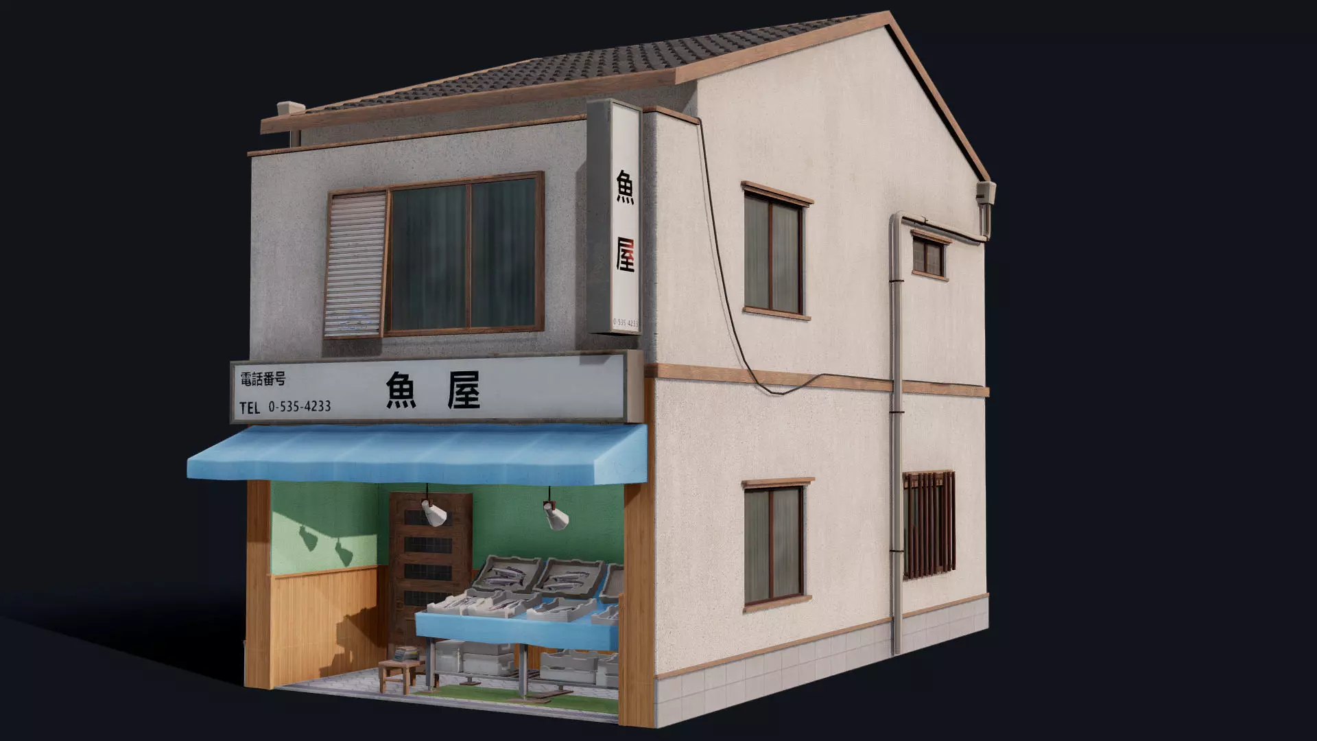 Tokyo Fishmonger Low-poly 3D model_0