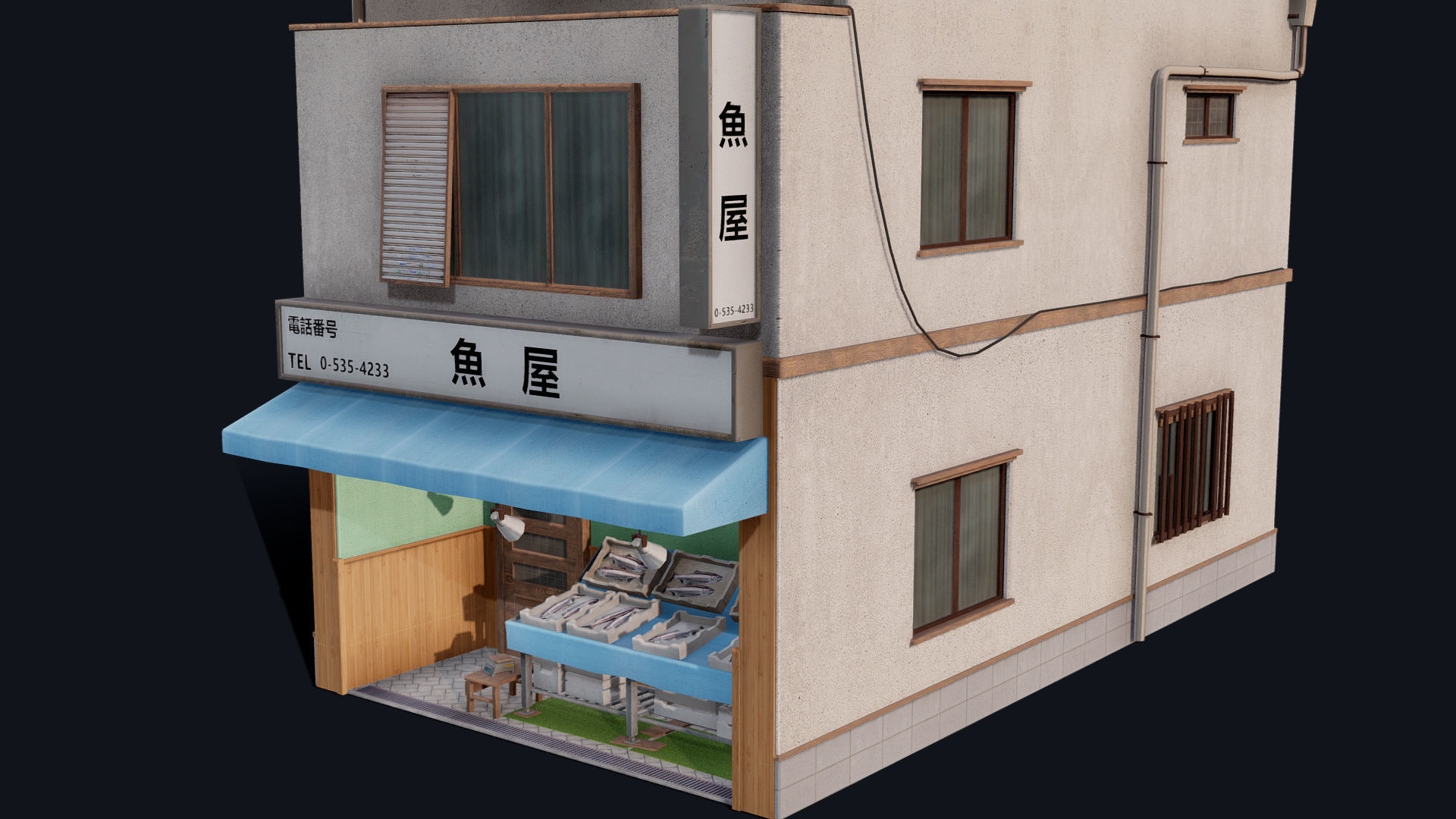 Tokyo Fishmonger Low-poly 3D model_9