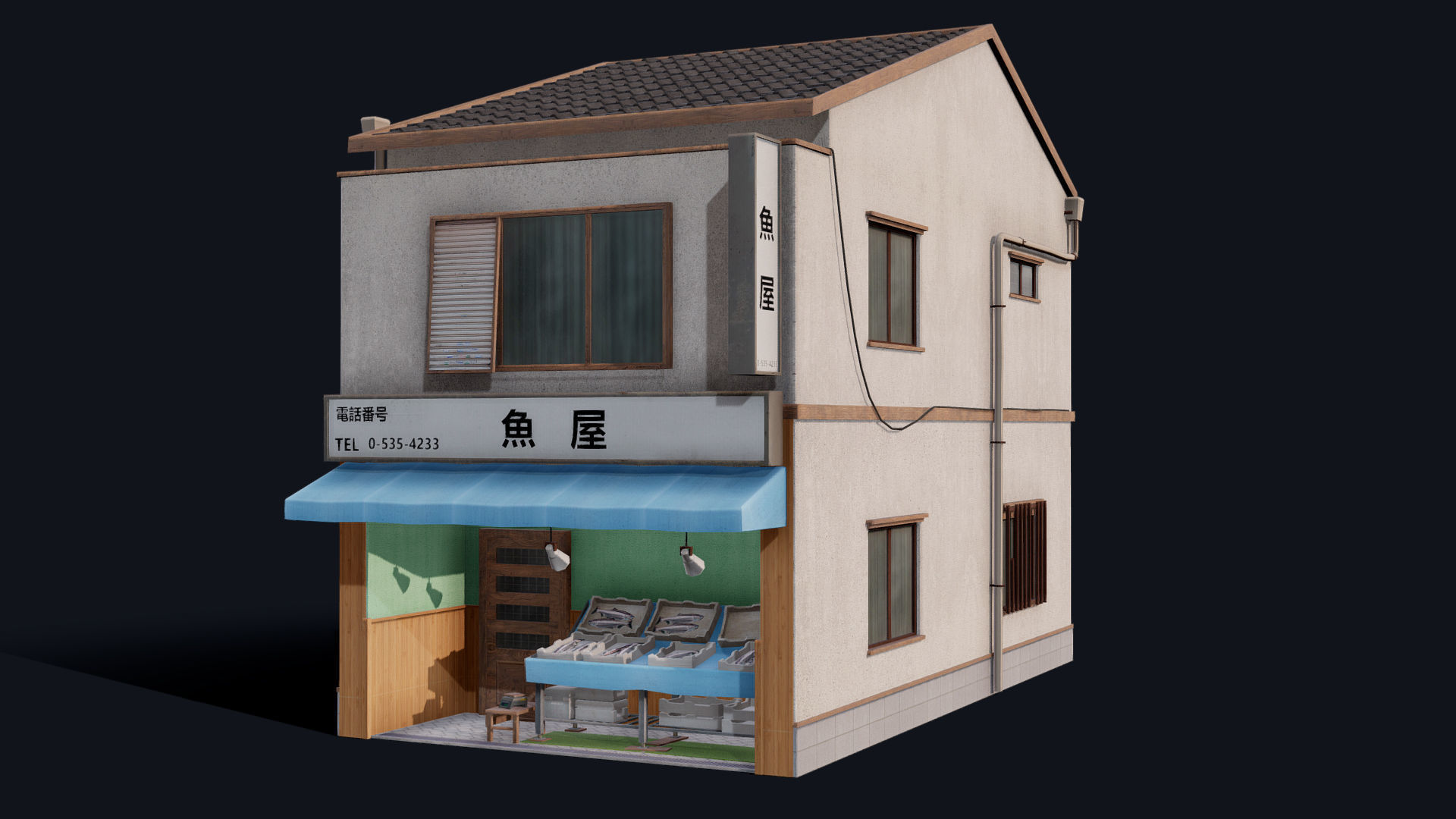 Tokyo Fishmonger Low-poly 3D model_16