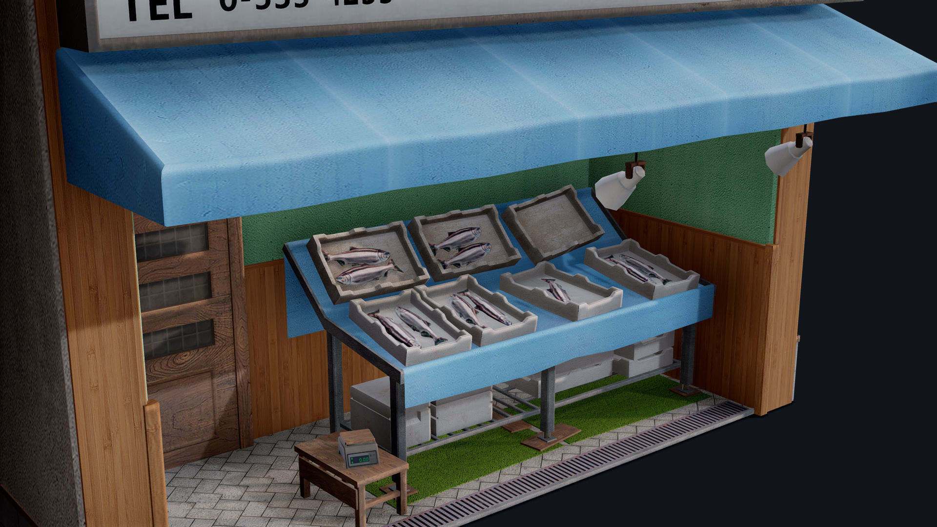 Tokyo Fishmonger Low-poly 3D model_3