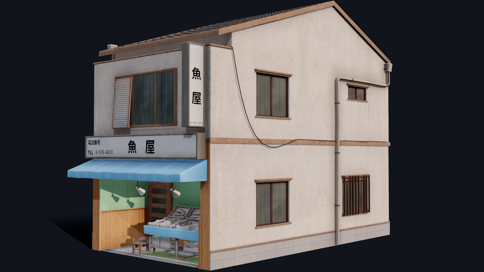 Tokyo Fishmonger Low-poly 3D model_2