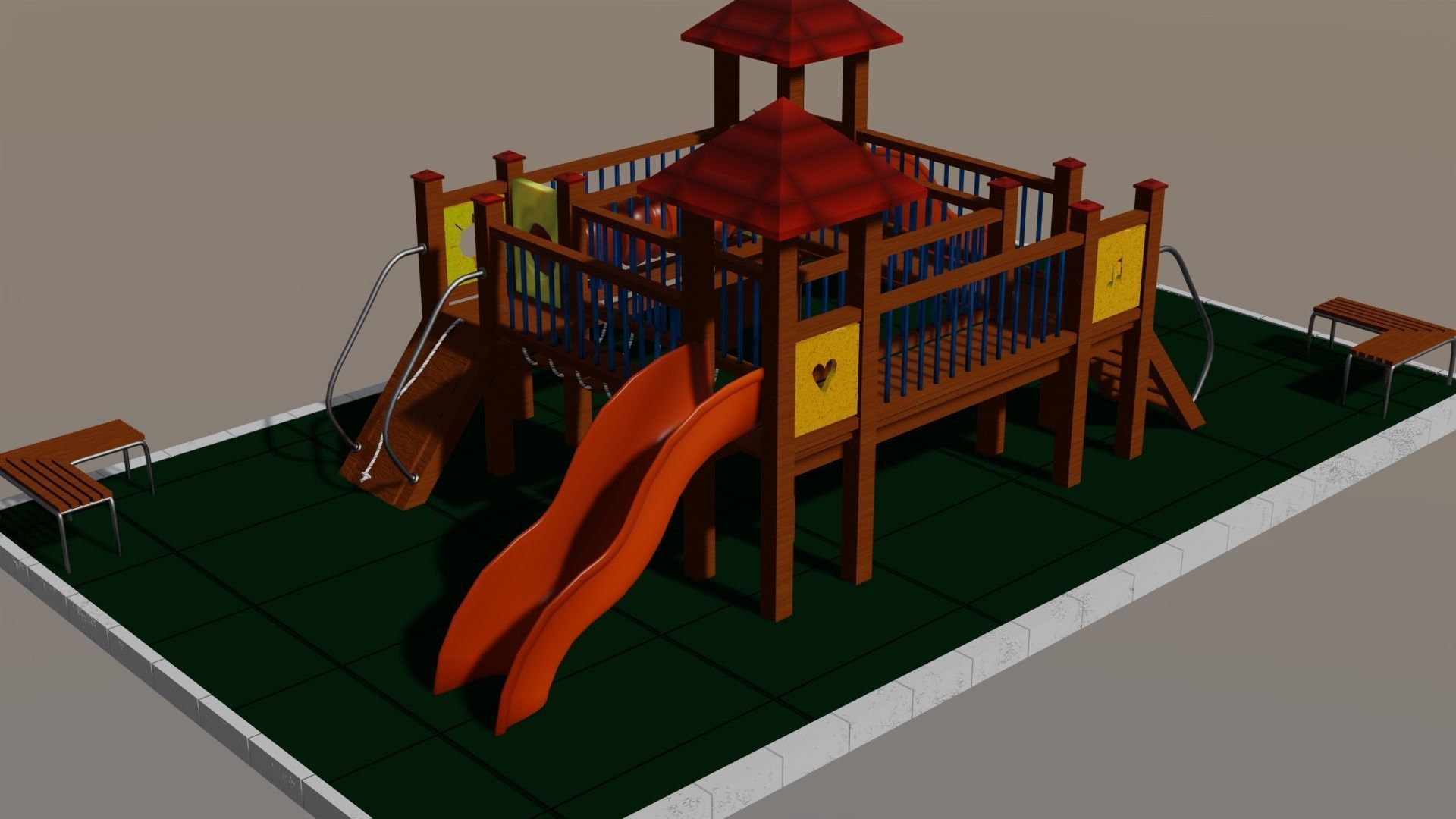 Child playground lowpoly Low-poly 3D model_6