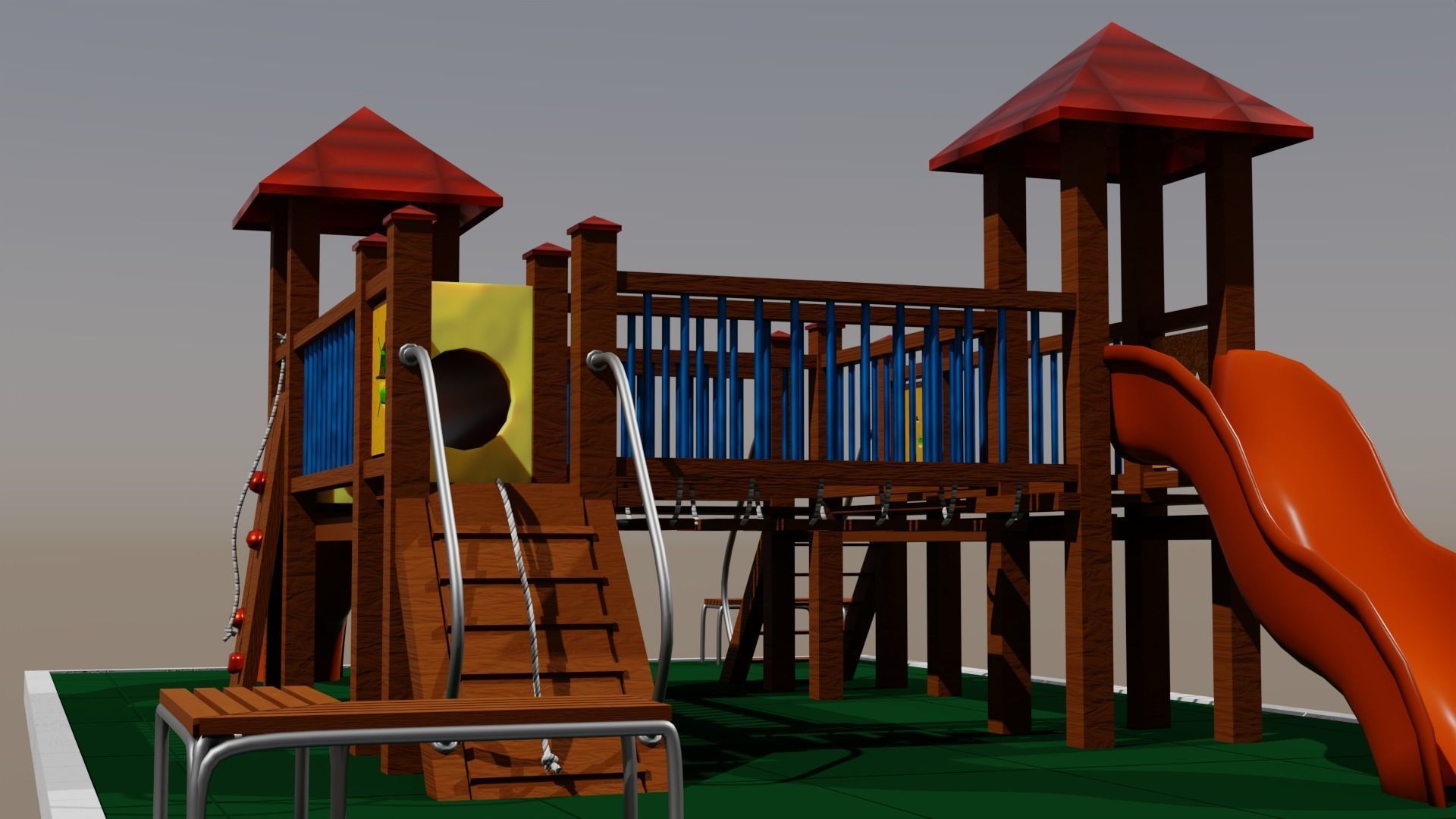 Child playground lowpoly Low-poly 3D model_2