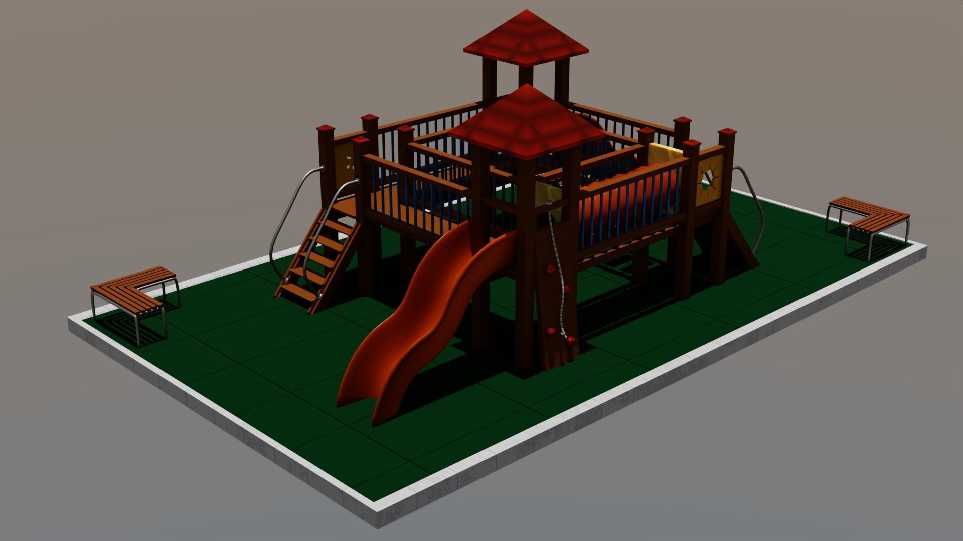 Child playground lowpoly Low-poly 3D model_4