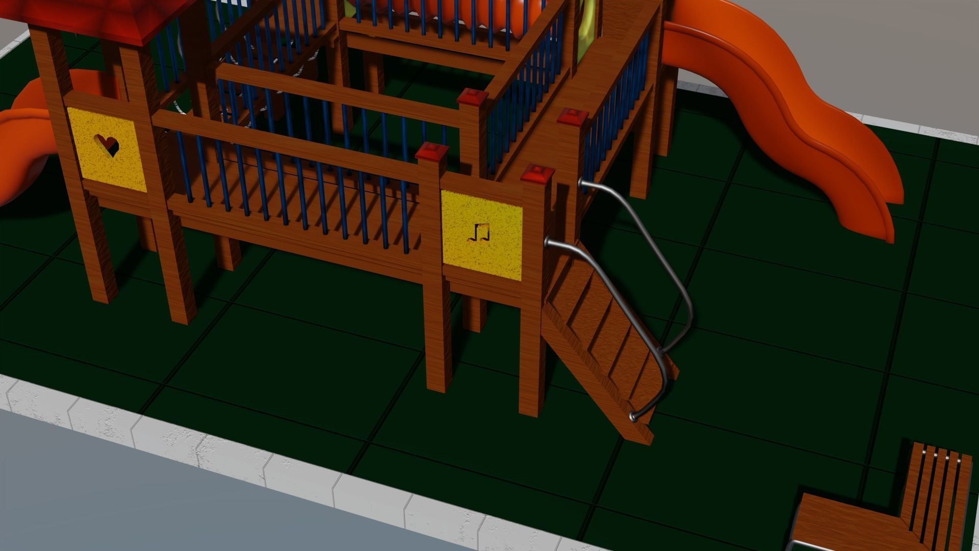 Child playground lowpoly Low-poly 3D model_8