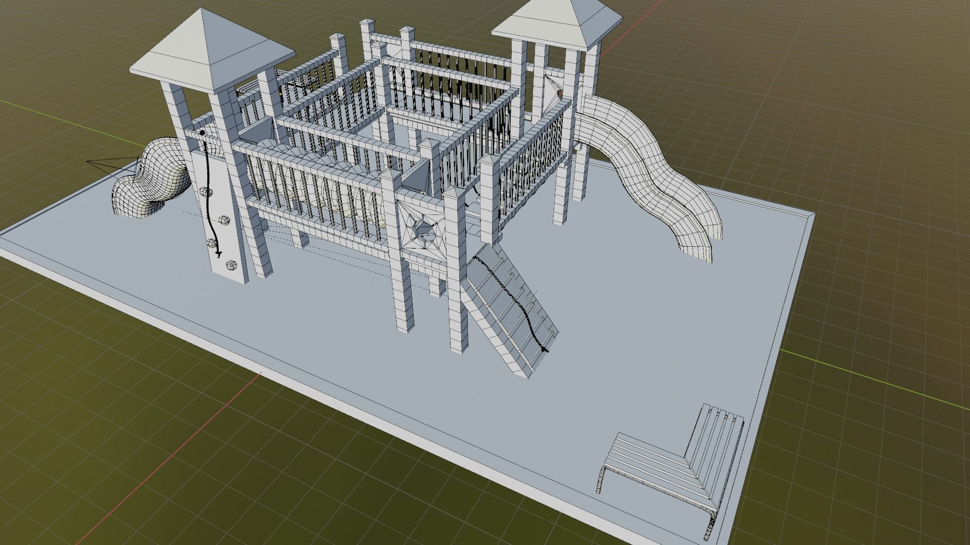 Child playground lowpoly Low-poly 3D model_1