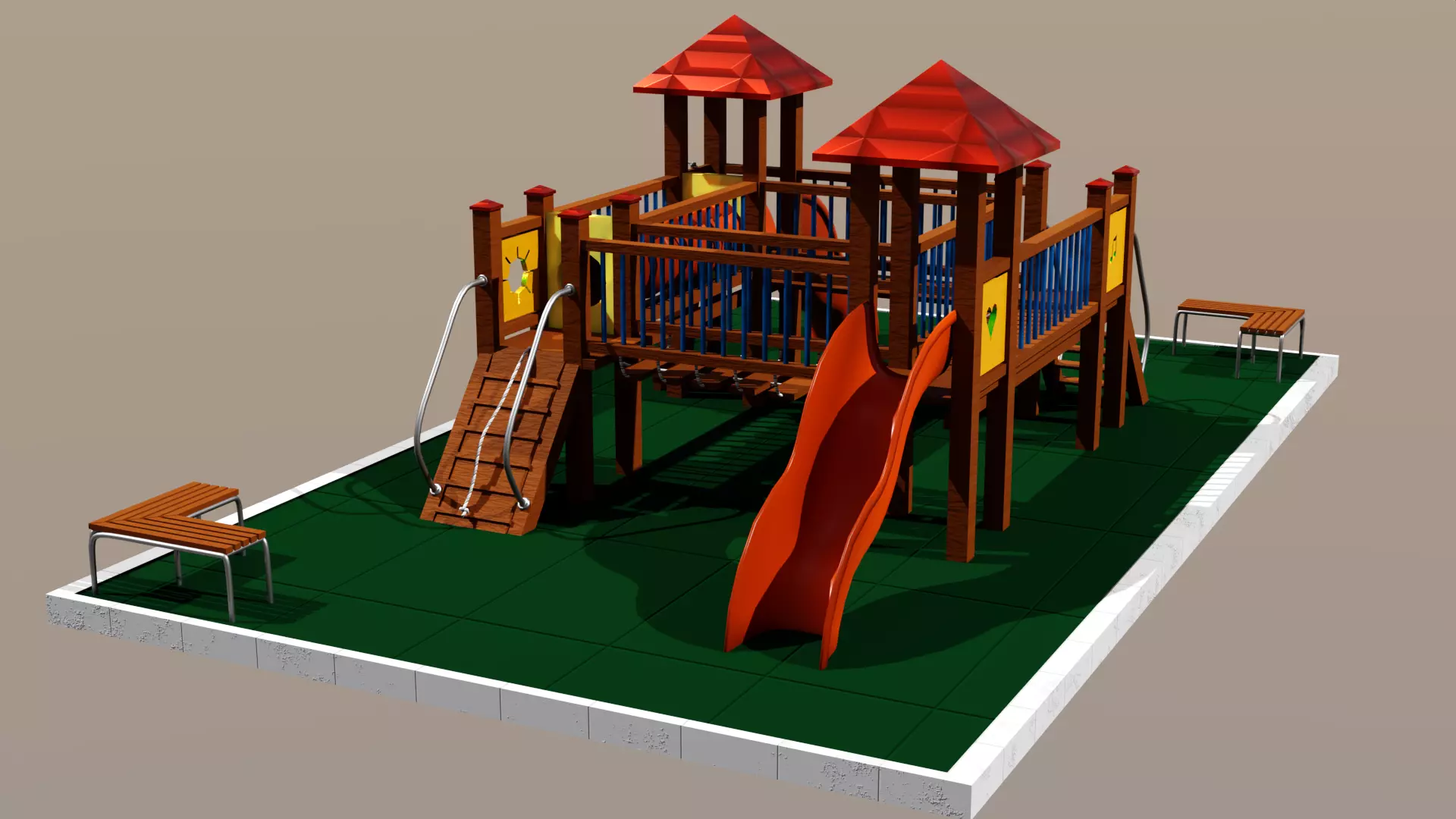 Child playground lowpoly Low-poly 3D model_0