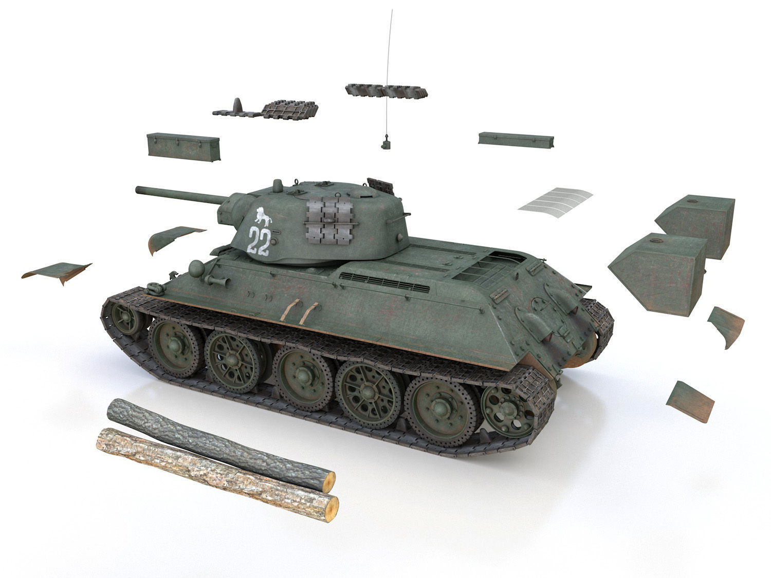 T-34-76 UZTM- Model 1942 - Soviet tank - 22 3D model_11
