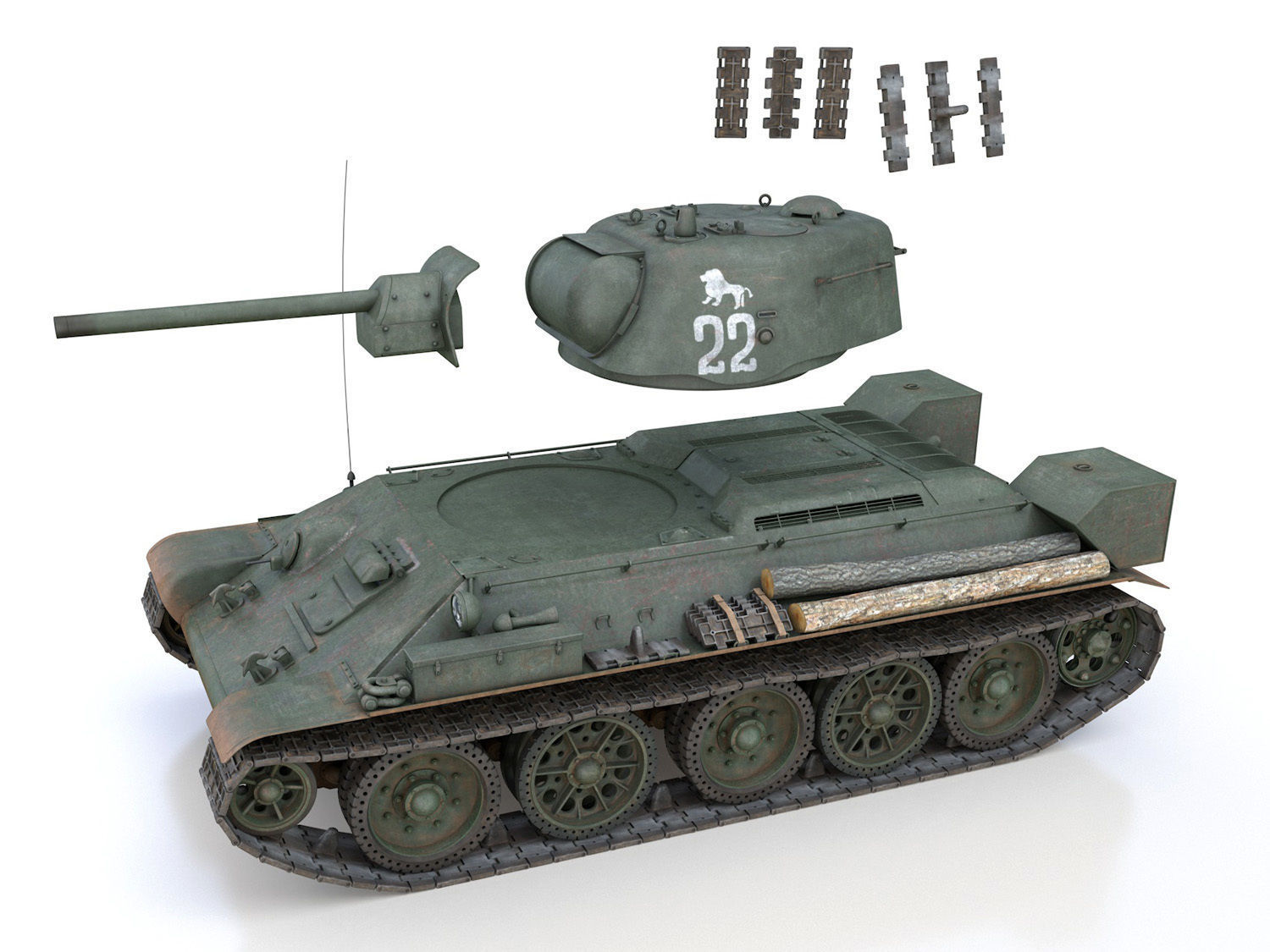 T-34-76 UZTM- Model 1942 - Soviet tank - 22 3D model_9