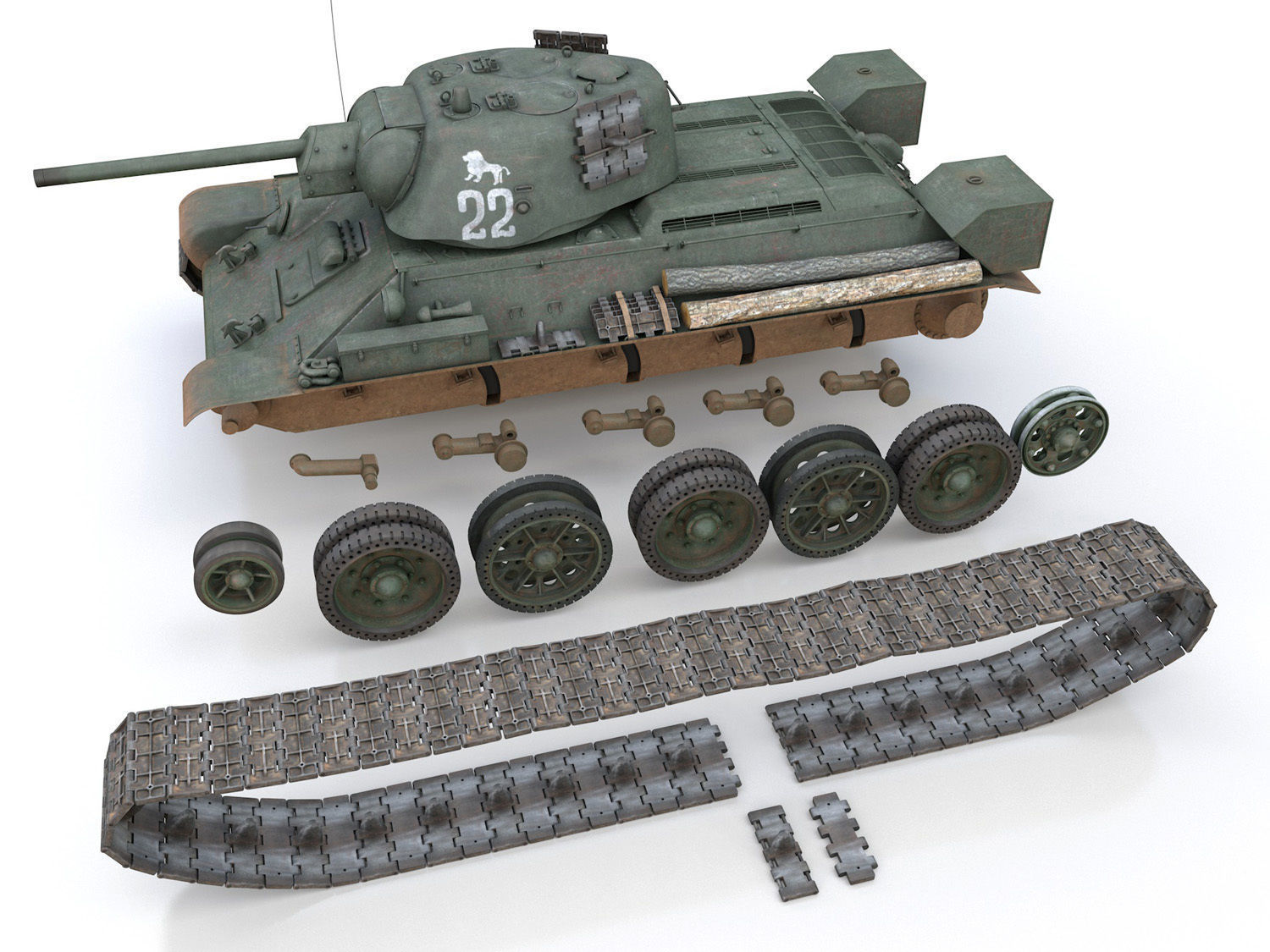 T-34-76 UZTM- Model 1942 - Soviet tank - 22 3D model_10