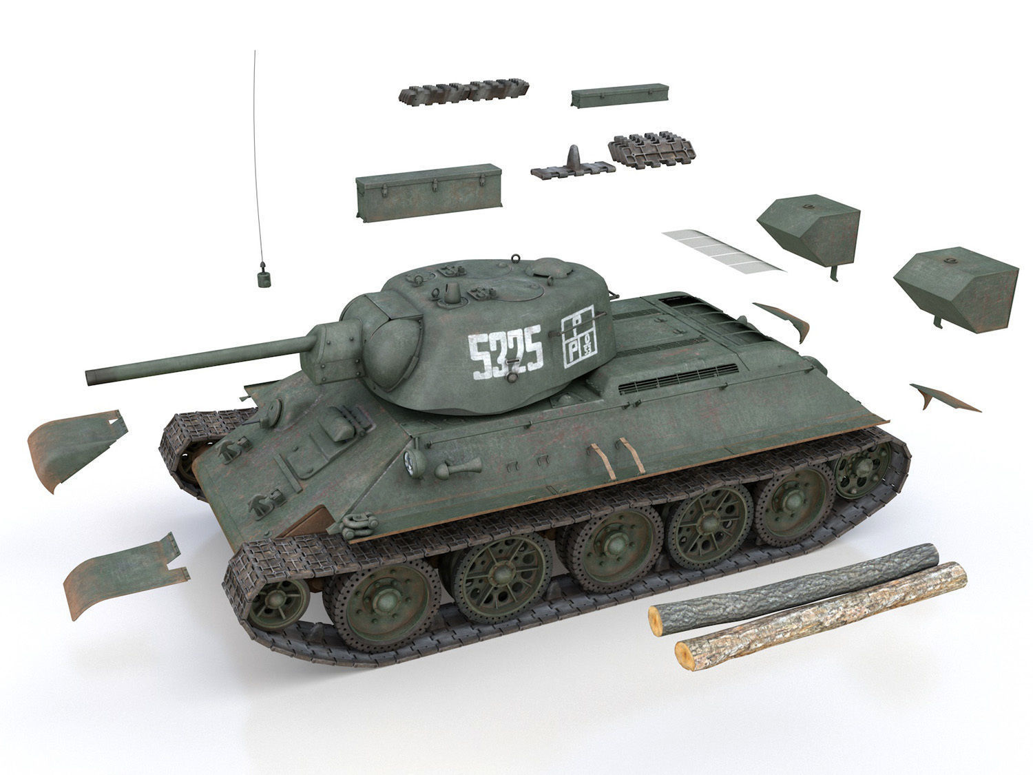 T-34-76 UZTM- Model 1942 - Soviet tank - 5325 3D model_11