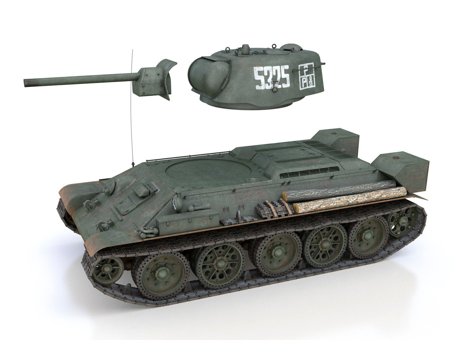 T-34-76 UZTM- Model 1942 - Soviet tank - 5325 3D model_9