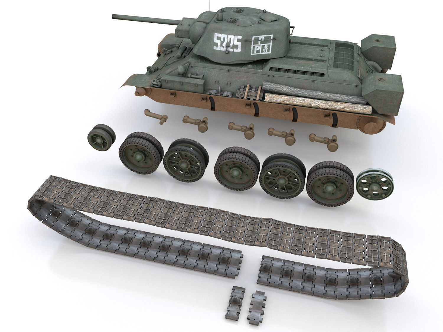 T-34-76 UZTM- Model 1942 - Soviet tank - 5325 3D model_10