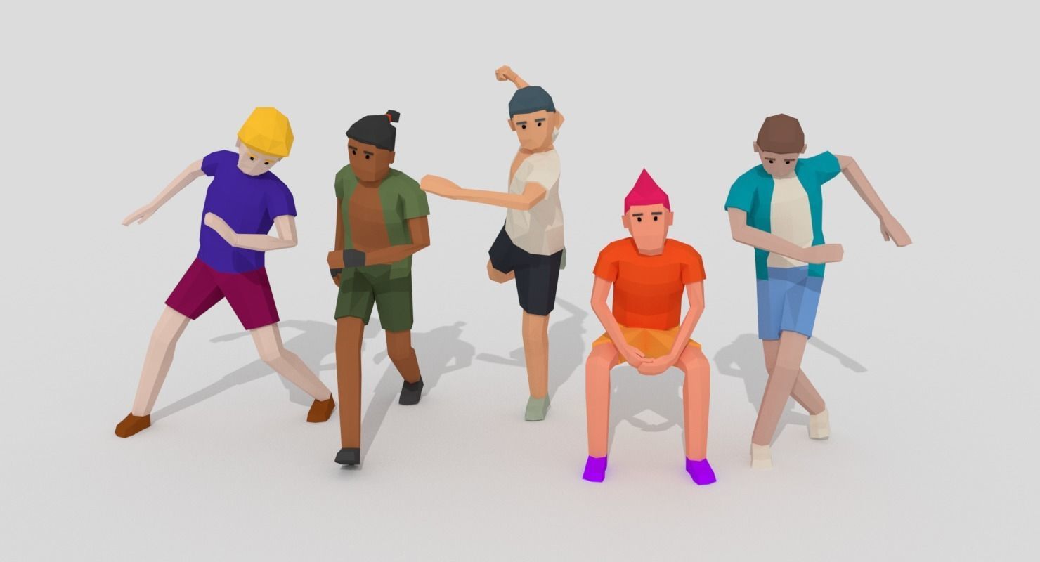 Male Pack 02 Low-poly 3D model_2