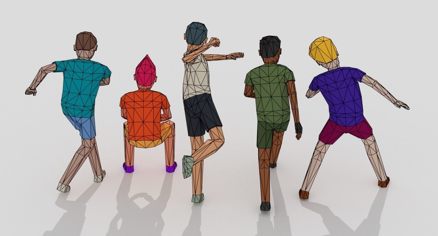 Male Pack 02 Low-poly 3D model_5