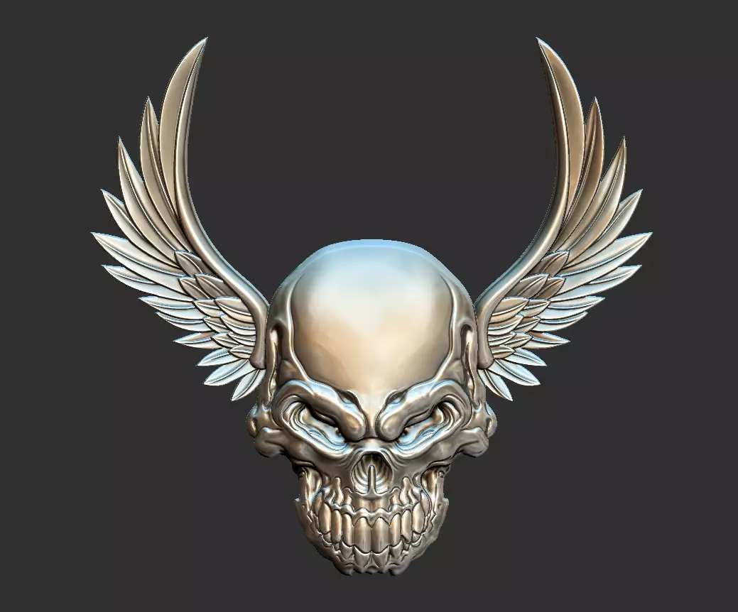 skull wings 3D print model_0