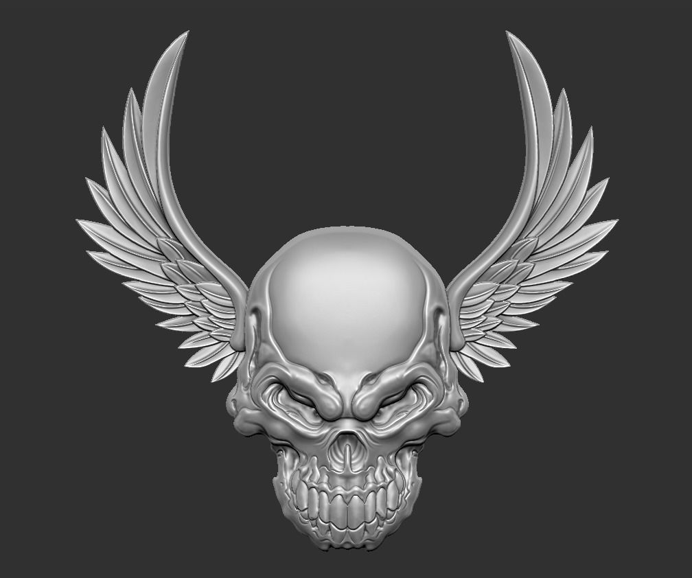 skull wings 3D print model_1