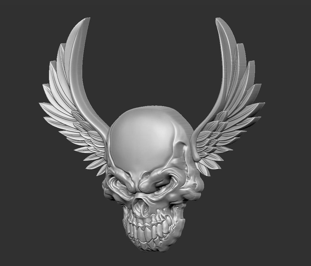 skull wings 3D print model_4