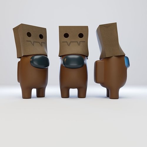 Among Us Spooky Paper Bag Character 3D model