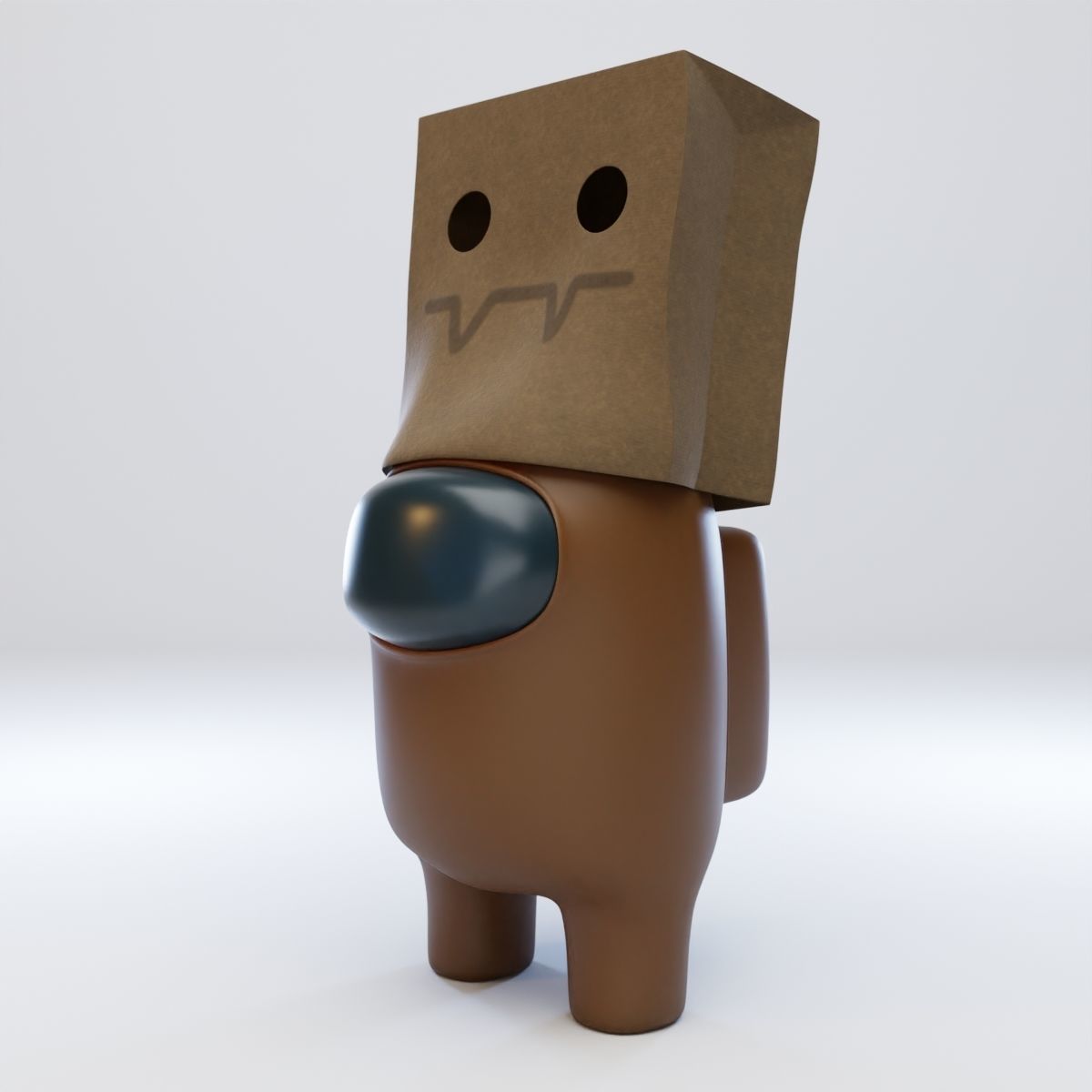 Among Us Spooky Paper Bag Character 3D model_2