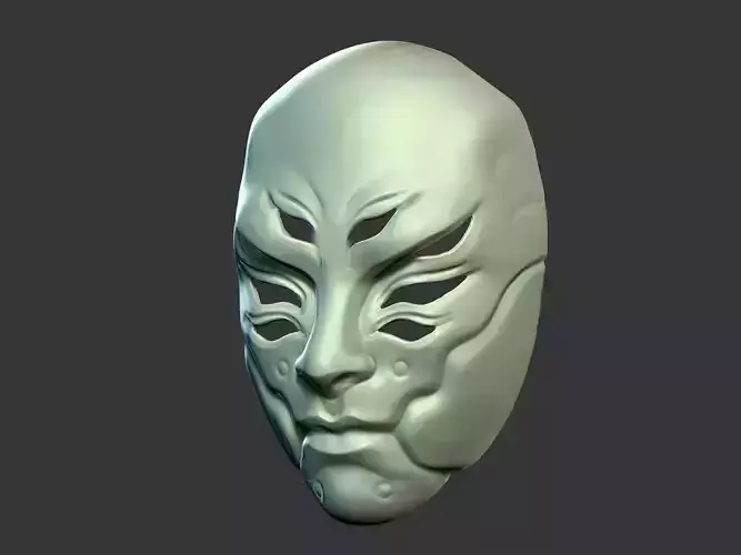Japanese Kitsune Ghost Mask - Samurai Oni Halloween Costume  3D print model