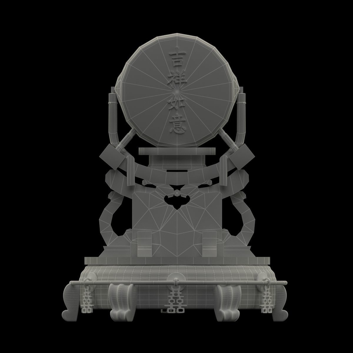 Chinese display stand with drum 3D model_5
