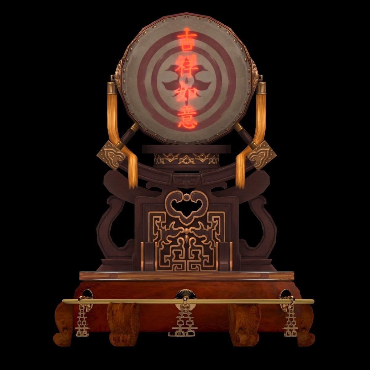 Chinese display stand with drum 3D model_3