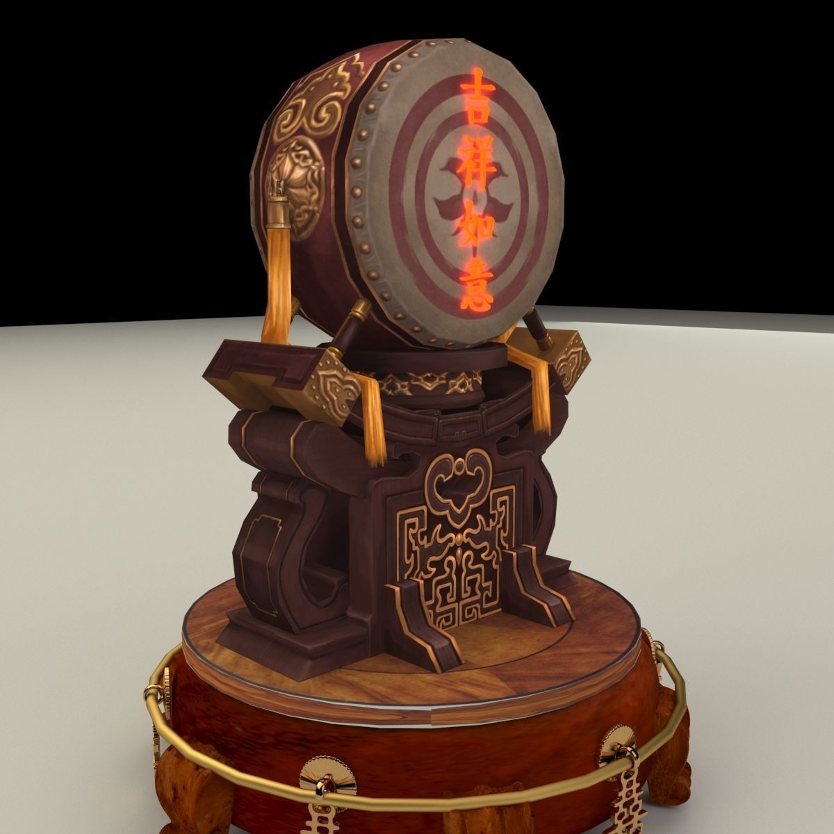 Chinese display stand with drum 3D model_1