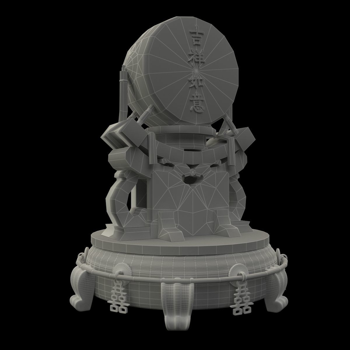 Chinese display stand with drum 3D model_6