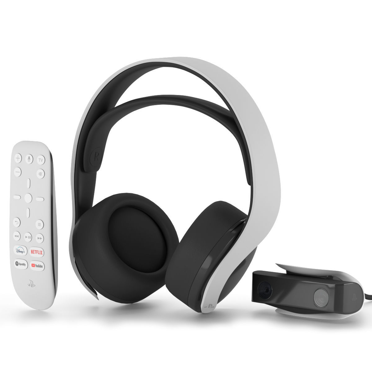 PULSE 3D wireless headset Media remote HD camera PlayStation5 3D model_1